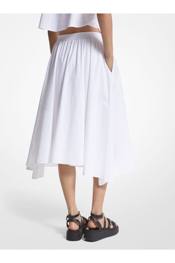 Saia Midi Poplin  De Algodão