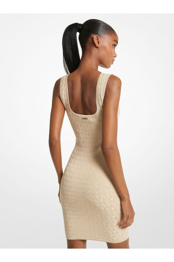 Vestido Curto Metálico Logo De Viscose