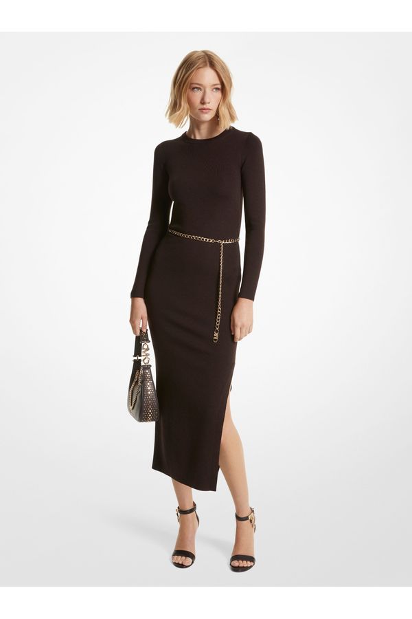 Vestido Longo Com Cinto De Corrente