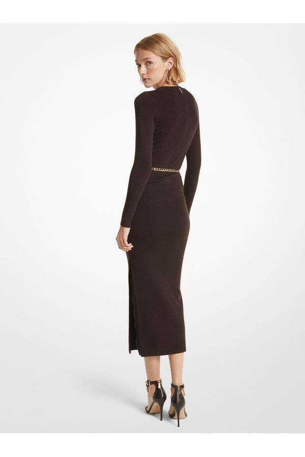 Vestido Longo Com Cinto De Corrente