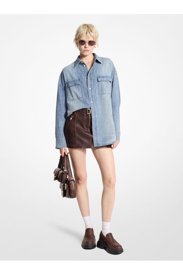 Camisa De Algodão Chambray Unissex