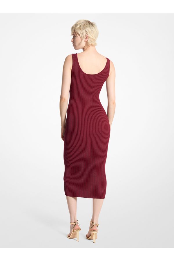 Vestido Midi Canelado Com Zíper