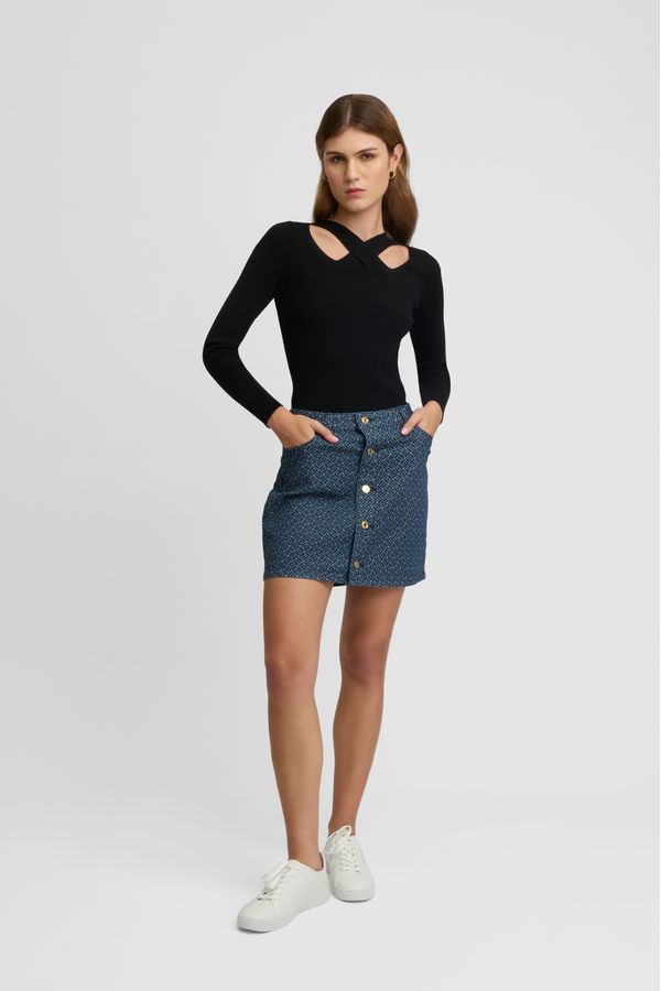 Saia Jeans Com Botões