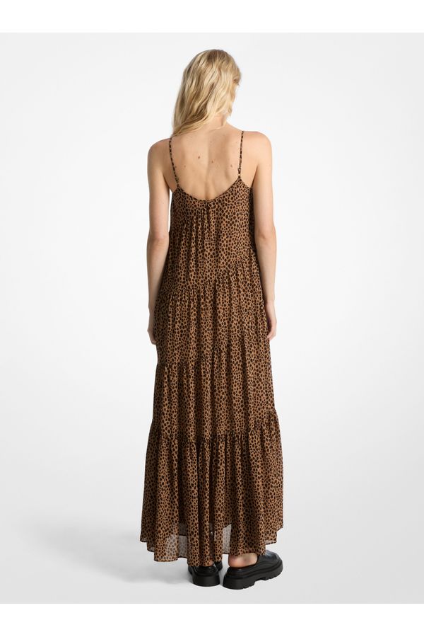 Vestido Longo Maxi Com Estampa De Onça