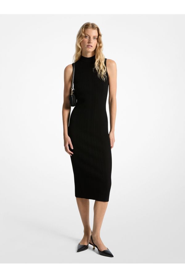 Vestido Midi De Gola Alta Canelado