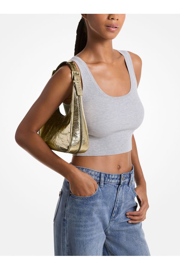 Bolsa De Ombro Nolita Pequena Em Couro Metalizado