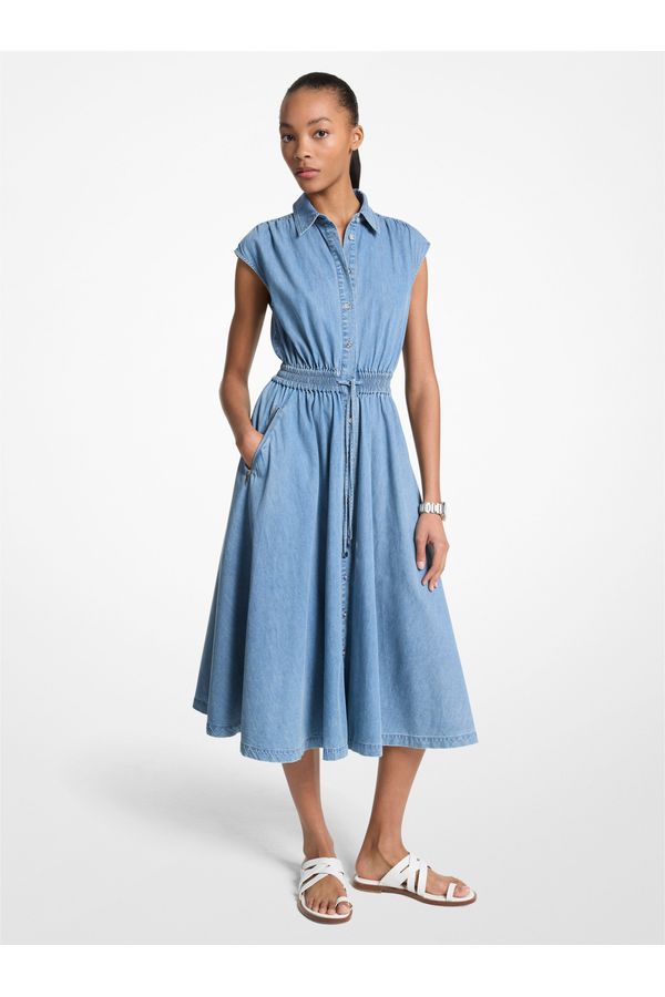 Vestido Midi De Algodão Com Elástico